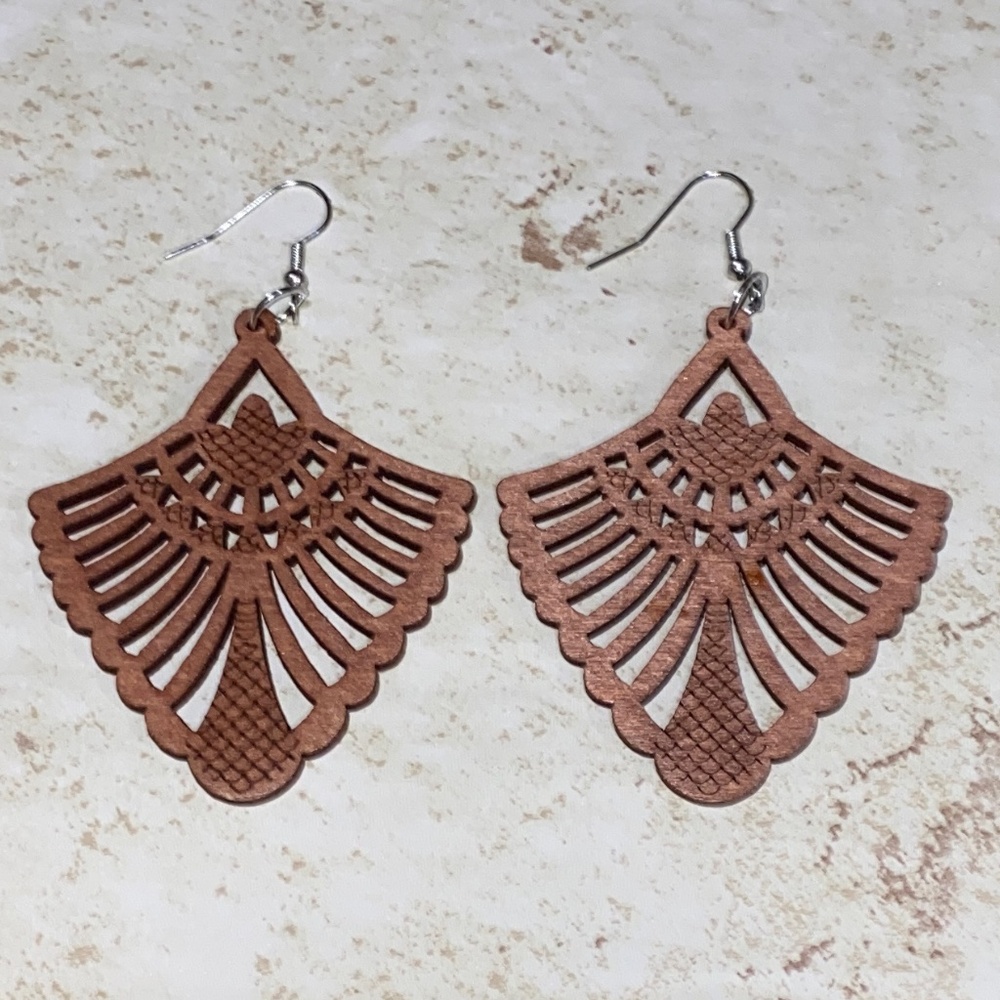 *NEW* WOODEN AFRICAN BOHEMIAN FISH HOOK EARRINGS